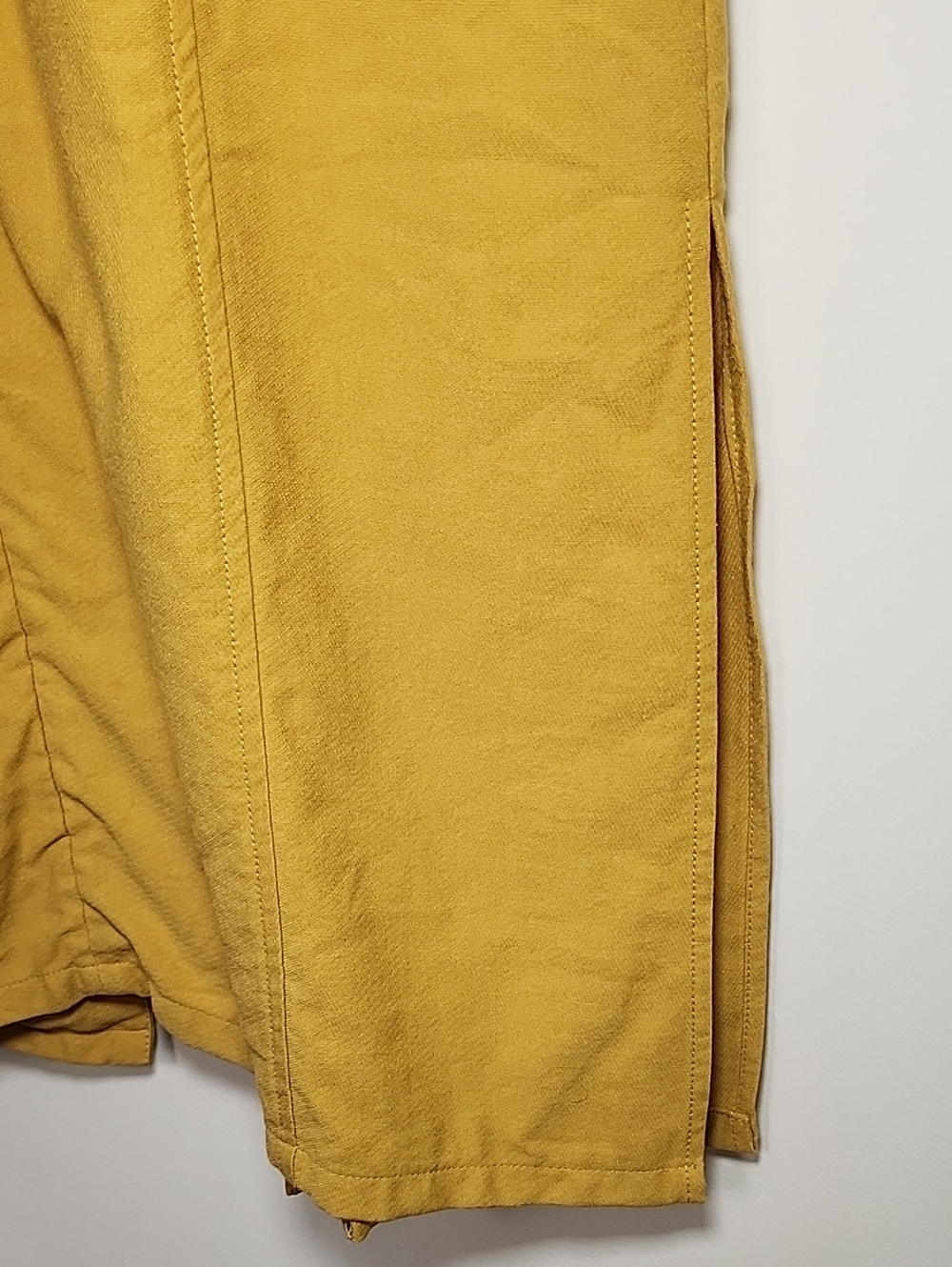 FRNCH PARIS Mustard Yellow Long Sleeve Open Front Blazer Black Tie Size S/M - Picture 13 of 16